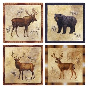 coasterstone AS8660 absorbente Posavasos de 4 – 1/4-inch, Rocky Mountain oso de Moose – Alces Mule Deer, Conjunto de 4