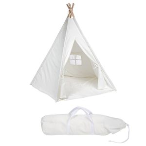 laylala 6 'Interior indio Playhouse Toy Teepee Play tienda de campaña para Kids Toddlers Teepee de lona con funda de transporte con alfombrilla (Blanc