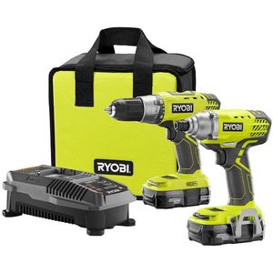 Ryobi P1832 - Juego de destornillador/destornillador de mano y destornillador de impacto (6 piezas, 1 taladro P277, 1 destornillador de impacto P235,
