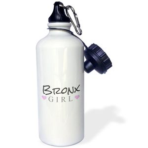 3dRose wb_161830_1 "Bronx Girl-home town pride-USA United States of America-text and cute Girly Pink Hearts" - Botella de agua deportiva (21 oz, color