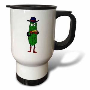 3dRose All Smiles Art Música – Funny Pickle jugando el Harmonica – Taza de viaje, Blanco