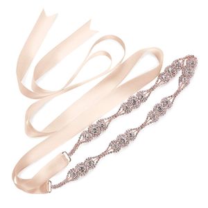 SWEETV - Cinturón de novia con diamantes de imitación para vestido de mujer, Rose gold, estilo 1