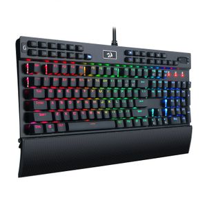 Teclado mecánico K550W Yama Redragon Blanco Teclado de juego 104 Teclas RGB LED iluminado Retroiluminado PC Gaming Programable Macro Llaves, Reposamuñ