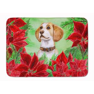 Caroline 's Treasures Beagle Poinsettias alfombrilla de piso, 19" x 27", multicolor