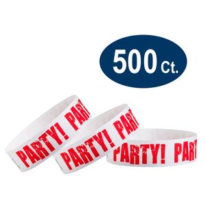 Wristco Red Party 3/4  Tyvek Wristbands - 500 Paquete De...