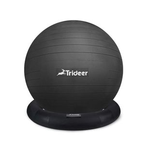 Trideer Ball Silla - Ejercicio Estabilidad Yoga Bola con Base para el Hogar y Oficina Escritorio, Asiento de Bola, Asiento Flexible con Bandas de Resi