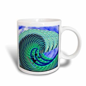 3dRose Espiritual Awakenings Surf Arte – Cool Wave Y Surfer Arte – Tazas, Blanco