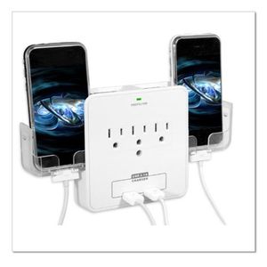 RND Power Solutions Wall Power Station incluye enchufes 3AC, 2 puertos USB y 2 soportes para tu smartphone (blanco)