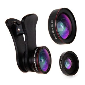 Empire of Electronics - Kit de lentes de cámara para iPhone, Samsung y teléfonos móviles (3 en 1, lente ojo de pez, lente gran angular y lente macro)