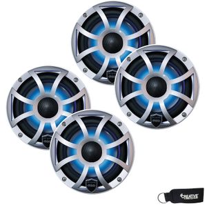 Wet Sounds – Dos pares de altavoces coaxiales LED marinos REVO 6-XSS plateados abiertos XS de 6.5 in