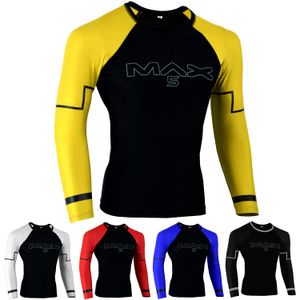 Max5 BJJ Jiu Jitsu Rash Guard Long Sleeve MMA No Gi Rash Guard Wrestling Compression Shirt