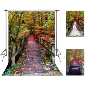 fuermor Bosque Puente de Madera Foto Telón de fondo 5 x 7ft Paisaje Hermoso Fondo eventos de vídeo fotografía Props fangfu035