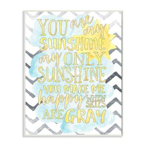 La habitación de los niños Wall Art Por Stupell "You are my sunshine Acuarela Chevron Plaque