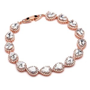 mariell 6 1/2" Oro Rosa Pera CZ boda nupcial pulsera de tenis – pequeño tamaño para la pequeña muñeca