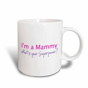3dRose inspirationzstore Tipografía – im un Mammy. Whats Your superpotencia – Hot Pink – Funny regalo para abuela – Tazas, Blanco