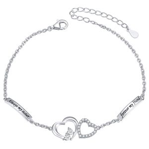 DAOCHONG Collar de plata de ley con colgante en forma de corazón con texto en inglés "Always My Sister Forever", para hermanas