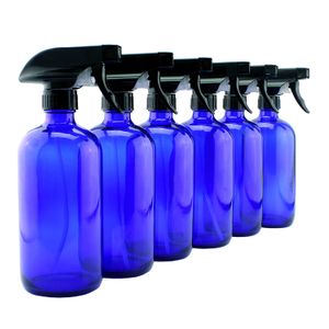 16oz Azul Cobalto Botella de Aerosol (6 Pack), Heavy Duty Niebla de vidrio y Stream Sprayer