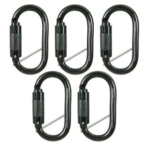 Fusion Climb ovatti Militar Táctico Edición Acero Auto-Lock mosquetón ovalado negro 5-Pack