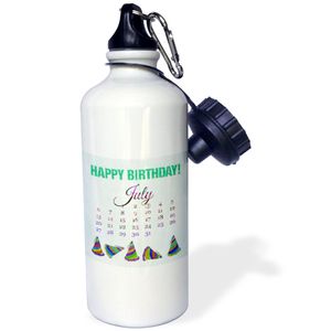 3dRose WB _ _ _ _ _ _ _ _ _ _ 181468 _ _ _ _ _ _ _ _ _ _ 1 " el 3rd, purpurina Look Feliz cumpleaños Y Colorful sombreros de Julio "Deportes botella d