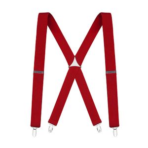 Suspensores de 1 1/4” elásticos ajustables 48”, en forma de X, para hombre de Buyless Fashion, 48", Rojo