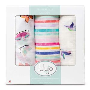 Lulujo - Manta de muselina para bebé (3 piezas), diseño de amigos del jardín