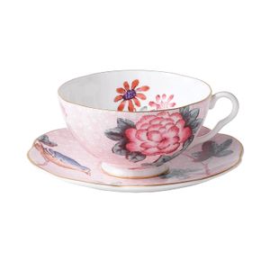 Wedgwood Harlequin cuco té Story taza y plato, Rosado