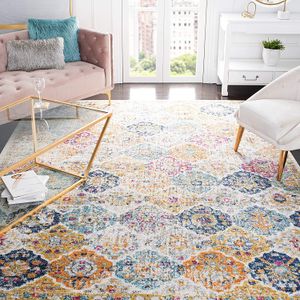 Safavieh Colección Madison MAD611A - Alfombra estilo bohemio chic vintage envejecido, Polipropileno, Crema/Multicolor