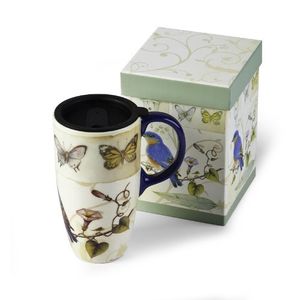 Cypress Latte Taza de viaje, blue bird & Mariposas 19oz