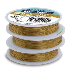 Beadalon – 49-strand Bead Stringing Wire, 0.015-inch, color dorado satinado, 100-feet