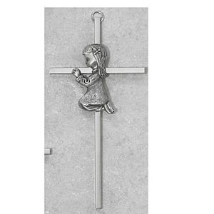 mcvan Inc. 6" Plata Cruz Girl – Decoración Regalo religioso 73 – 13603-mcvan