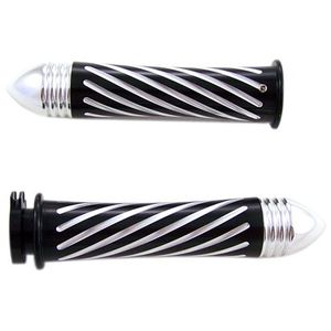 Yana Shiki a3255bpr Black Swirl estilo diseño curvo Grip con punta acanalado End Caps
