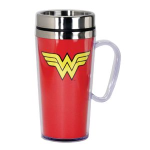 DC Comics Wonder Woman Taza de viaje aislada, Color Rojo