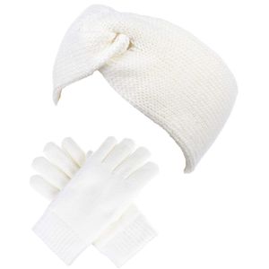 BYOS - Juego de guantes de punto y diadema de forro polar para invierno, 2 unidades