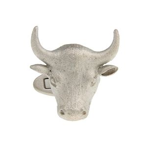 mrcuff Bull 3d Steer satén Par de gemelos en una caja de regalo y paño de pulido