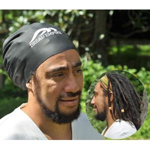 Gorro de natación extra grande (negro) (nuevo y mejorado diseño) para rastas y trenzas.