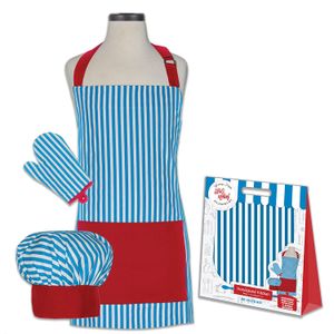 Handstand cocina niño divertido rayas 100% algodón delantal, manopla y gorro de cocinero Set de regalo, Casual, talla única   Se ajusta a la mayoría