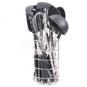Gibson Home 9 Piece Chefs mejor Basics Nylon Juego de herramientas con forma redonda Wire Caddy, color negro