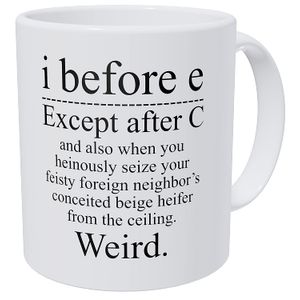 wampumtuk gramática I antes E excepto después de C y, también cuando usted heinously, Weird 11 ounces divertida taza de café