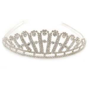 Novia/Boda/baile rodio plateado claro vidrio austriaco Starlet Tiara