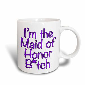 3dRose evadane – Funny Quotes – im el Maid de honor btch, púrpura – Tazas, Blanco