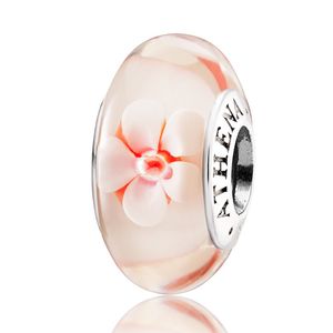 athenaie 925 plata Core romántica cerezos encantos de vidrio de Murano Bead