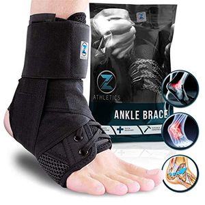 Zenith tobillera con soporte ajustable con agujetas para correr, jugar al básquet, para recuperación de lesiones, esguinces Faja de tobillo para hombr
