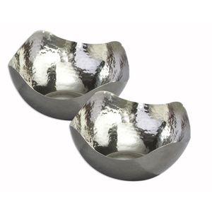 ELEGANCE plata conjunto de 2 Elegance Hammered 5.5-Inch Acero Inoxidable Wave Servir Tazones