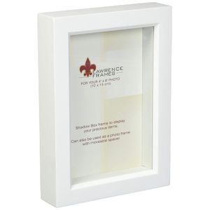 Lawrence Marcos 795246 Color Blanco Madera Treasure Box Shadow Box Marco de imagen, 4 por 6 pulgadas