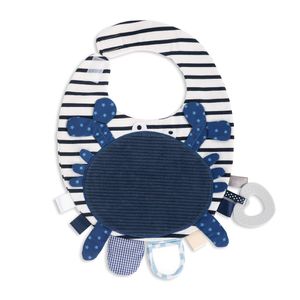Crab Nautical Blue Stripe - Babero de tela de poliéster para bebé, 4.7 x 3.9 in