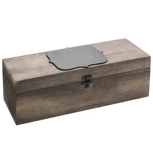 MyGift rústico Burnt Vino Caja de Regalo de Madera y funda de transporte con etiqueta de pizarrón