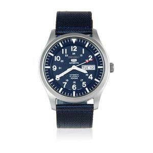 Seiko 5 SNZG11 reloj deportivo azul marino de lona para hombre
