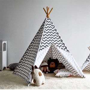 Hogar Moderno de los niños oxford Tepee Set con funda de viaje – gris chevron