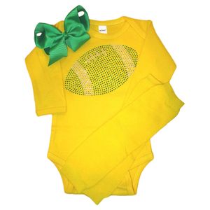 FanGarb - Conjunto de piernas y arco para bebé, diseño de estrás, color verde