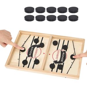 Juego de mesa de hockey rápido con tirachas, mesas de madera, juegos familiares para jugar y un juego clásico para sala de estar, juego de mesa rústic